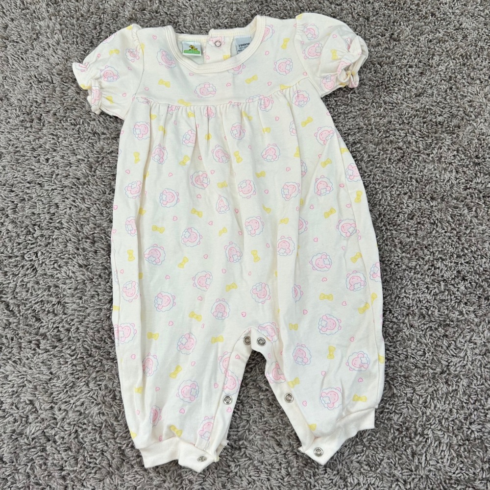 Sesame Street Vintage Baby‎ Girl Romper 3-6 Months Pink Sheep Cotton One Piece